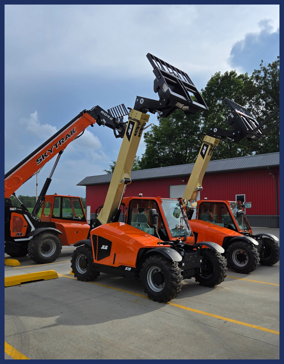 Orange Forklifts Outside